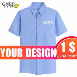 Camisas de vestir para hombres GNEP2020 Nuevos hombres y mujeres Camisas de negocios Moda personalizada Color sólido Solapa Camisa de manga corta Impresión barata Ropa de trabajo informal P230427