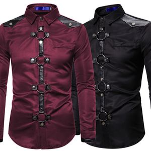 Chemises habillées pour hommes gothique Rivet à manches longues hauts rétro médiéval Renaissance victorienne Blouse Steampunk décontracté coton chemise 230707