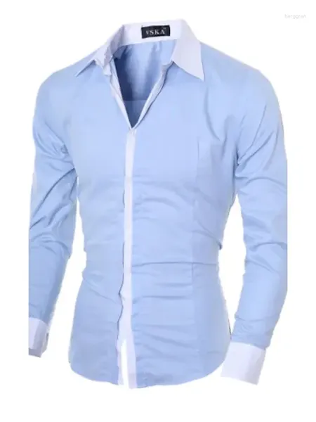 Chemises robes pour hommes belles chemises d'affaires couleur manche longue coréenne décontractée sociale formelle pour hommes