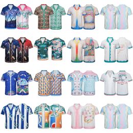 Heren -jurts Hawaiian Casablanca Shirt Men Women 1 1 Hoge kwaliteit Swan Print Top Silk Shirts Casual Blouse 230812