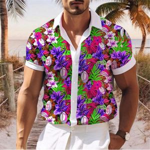 Chemises habillées pour hommes Chemise hawaïenne en noix de coco Vêtements décontractés Floral HD Graphics Doux Confortable Plus Taille Haute Qualité Tops Style