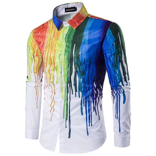 Chemises hawaïennes pour hommes Hauts pour hommes hawaïens de couleur graffiti irrégulière en tête conception sans fer matériaux de haute qualité saisons printemps et été 230620