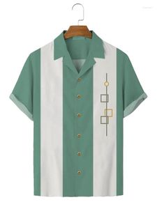 Chemises habillées pour hommes Chemise hawaïenne pour hommes Mode d'été Poche de plage Y2k Streetwear Rétro Camp Coton-Mélange 50S Vintage Bowling