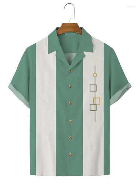 Camisas de vestir para hombres Camisa hawaiana para hombres Moda de verano Bolsillo de playa Y2k Streetwear Retro Campamento Mezcla de algodón 50S Bolos vintage