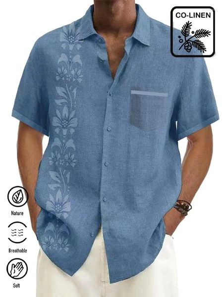 Chemises Habillées pour Hommes Chemise Hawaïenne Pour Hommes Été Lin Tissu Plage Motif Vintage Y2kStreetwear T-Shirt À Manches Courtes Surdimensionné 5XL Vêtements