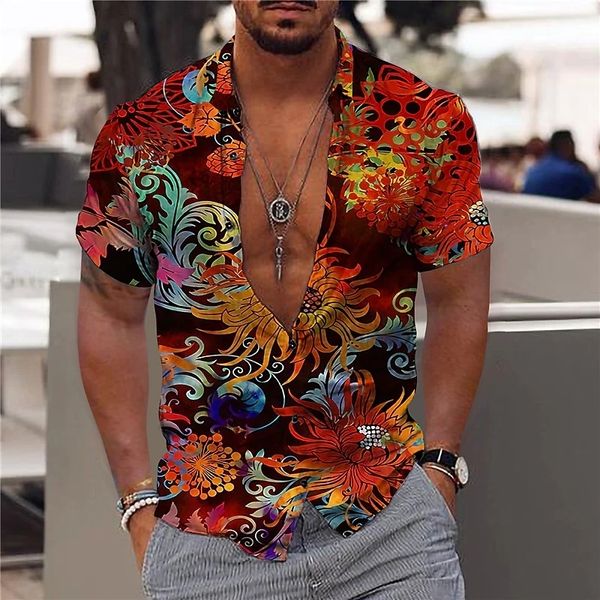 Chemises habillées pour hommes hawaïen tropical pour hommes 3d vacances à la plage à manches courtes été hauts surdimensionnés t-shirt homme chemisier à fleurs 5xl Camisa 230628