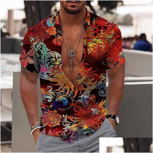 Chemises habillées pour hommes chemises à hommes tropicaux Hawaiian Modèle à manches courtes à manches courtes 3d plage et vacances 2023 Été Collection 5xl Drop de Dhpkf