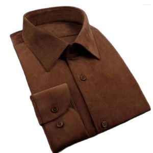 Herenjurk shirts hoogwaardige corduroy shirting gemaakt om het herenhemd te meten op maat bruine rekbare winter formele slijtage warme stof