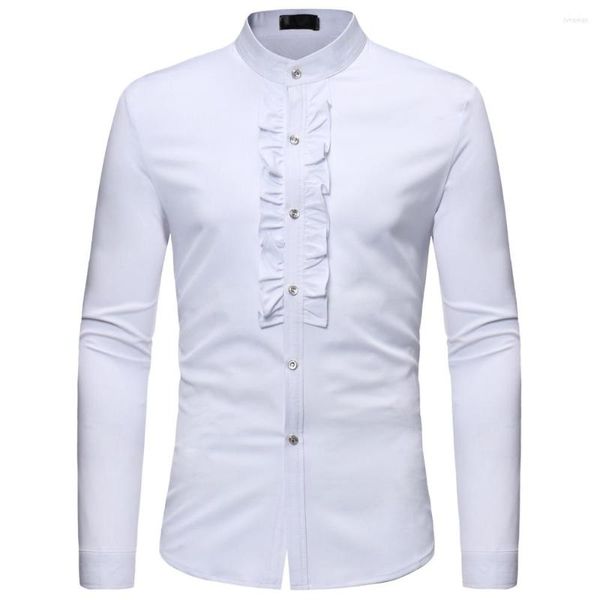 Chemises habillées pour hommes Costume de mariage en dentelle pour noir blanc grande taille 3XL européen américain élégant homme chemise de smoking