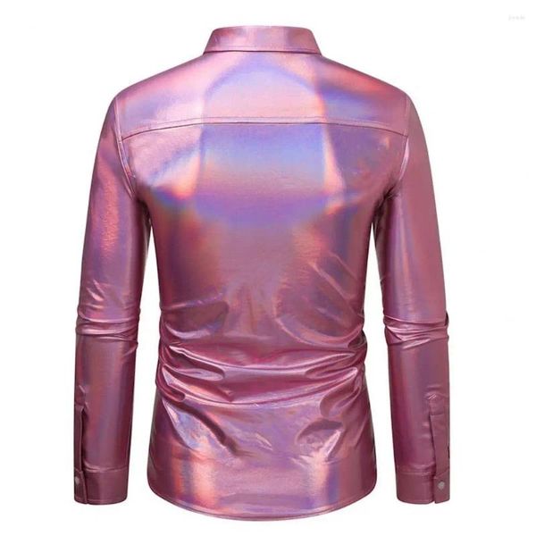 Chemises habillées pour hommes Chemise à manches longues à manches longues Brillant Golden Sequin Disco pour hommes Design Button Down Party Costume Stage Noël