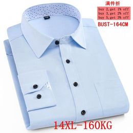 Camisas de vestir para hombres Tamaño grande 10XL 11XL 12XL 13XL 14XL Camisa azul formal de 10 colores para oficina de negocios con solapa de manga larga para hombres 6XL 7XL 8XL 230628