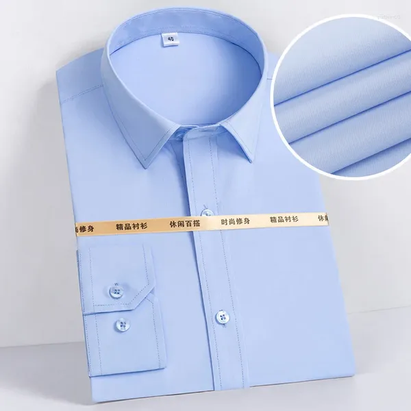 Chemises habillées pour hommes à manches longues boutonnées solide coupe ajustée décontractée affaires chemise formelle Streetwear pour le travail universitaire