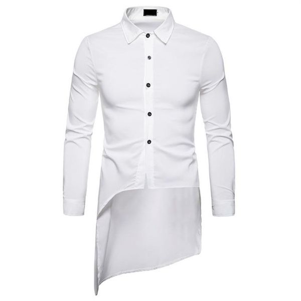 Camisas de vestir para hombres Manga larga Sólido Hombres Diseño de cola de golondrina Camisa para hombre Modi Camisas Blusa Masculina Classic Roupas325o