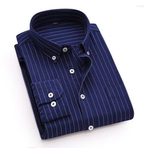 Chemises habillées pour hommes à manches longues chemise rayée formel décontracté bureau affaires sociales coupe standard coton intelligent hommes vêtements