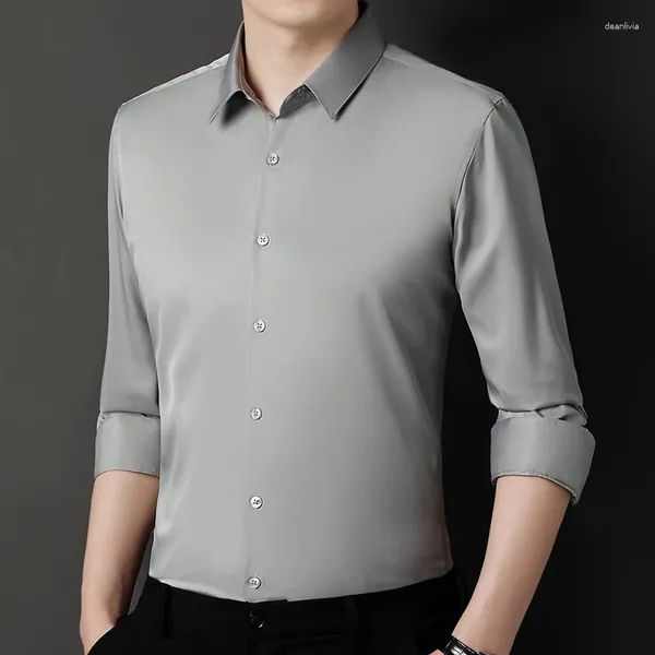 Chemises habillées pour hommes Chemise à manches longues Lisse Business Solide Formel 8 Couleur Marque de mode Arrivées de haute qualité Mâle Top Plus Taille