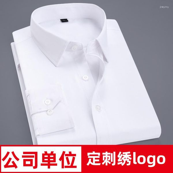 Camisas de vestir para hombres Ropa de trabajo de manga larga Uniformes escolares Logos Business White One