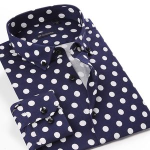 Chemises habillées pour hommes à manches longues StandardFit chemise imprimée à pois conception sans poche boutonnée vacances décontractée fleur plage hawaïenne 230826