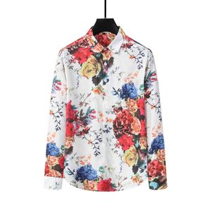 Overhemden voor heren Luxe slanke zijden T-shirts met korte mouwen Casual zakelijke kleding Geruite bloemen Casual overhemden Merk