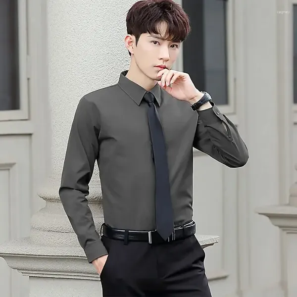 Chemises habillées masculines simples pour le bureau bleu de la chemise formelle sociale xxl mode normal 2024 Marque de style coréen élégant