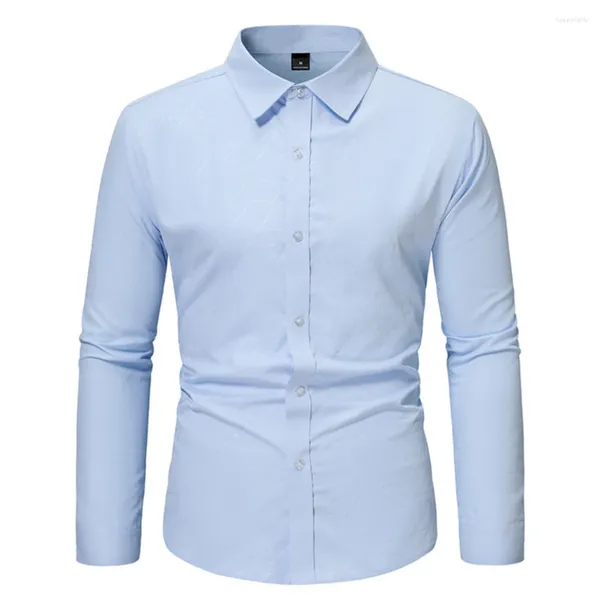 Chemises habillées pour hommes Chemise homme Haut Chemisier Cadeau quotidien Vacances Hiver Automne Revers Manches longues Hommes Polyester Couleur unie régulière