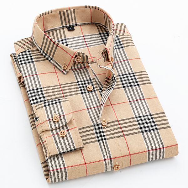 Mannen Dress Shirts mannelijke Lente Herfst streep Plaid Business leisure Shirt Mannen Katoen Mode Werk Shirt Lange Mouw Hoge Kwaliteit Man Kleding 230609