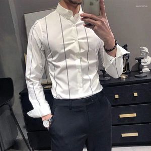 Camisas de vestimenta para hombres Camisa de hombre Manaje formal de manga larga para hombres Cosas de marca a rayas Social Botón Venta