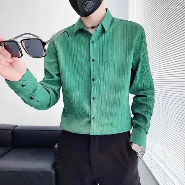 Chemises habillées pour hommes Tops Business Clothing Graphic and Blouses pour hommes Green Green High Quality Slim Fit Social Social xxl Cool