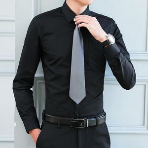 Heren-jurk shirts heren zakelijk casual shirt reguliere fit pocket pocket kantoor kantoor lange mouw zwarte witte marine lange mouwen