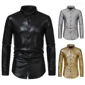 Chemises habillées pour hommes Hommes Rétro 70's Disco Vêtements Diamant Treillis Bronzage Scène Impression Casual Pour Hommes Gratuit