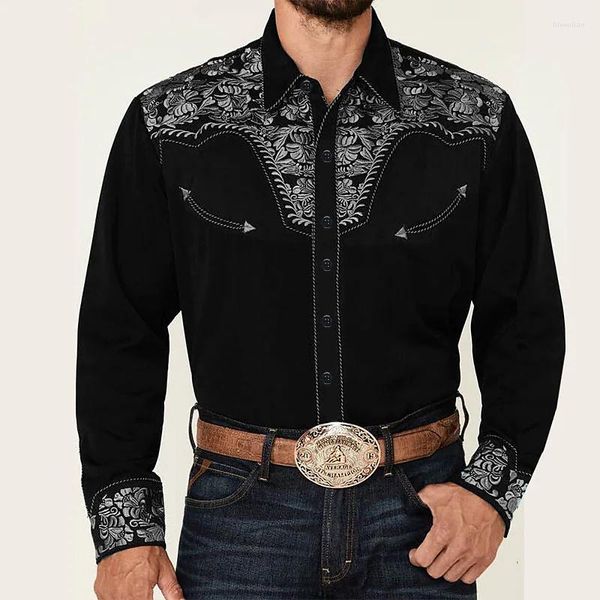 Camisas de vestir para hombres Camisa de solapa tribal occidental para hombres Diseño de diseñador Floral Fiesta informal Llegada Tela de alta calidad Suave y cómoda