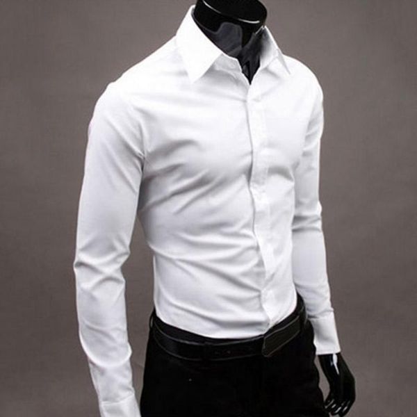 Chemises habillées pour hommes Hommes Automne Manches longues Casual Chemise de travail élégante Business Boutons de couleur unie Slim Coton Plus Taille ShirtMen's