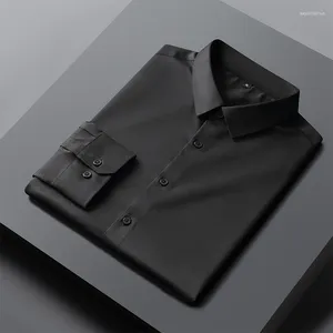 Camisas de vestir para hombres Hombres Negro Blanco Botón de manga larga Ropa de alta calidad Verano para negocios casuales Moda de lujo