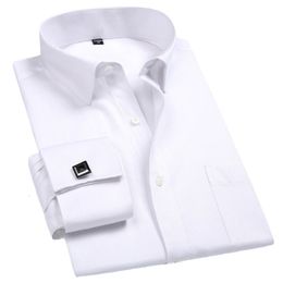 Heren Overhemden Mannen Franse Manchet Overhemd Manchetknopen Witte Lange Mouw Casual Knopen Mannelijke Merk Shirts Regular Fit Kleding 230721