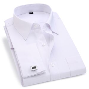 Camisas de vestir para hombres Camisa de vestir con puños franceses para hombres Camisa blanca de manga larga con botones casuales Camisas de marca para hombres Gemelos de ajuste regular incluidos 6XL 230710