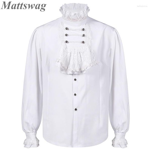 Chemises habillées pour hommes Hommes gothiques Steampunk volants smoking col montant fête de mariage chemise de bal Renaissance victorienne médiévale vampire