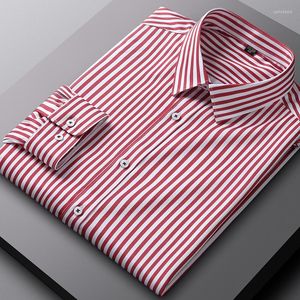 Chemises habill￩es pour hommes Hommes Sleeve Stripe Stretch Shirt One Iron Rangual Fit Soft Formal Business Work Social Social Smart Casual