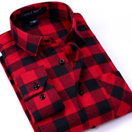 Herenjurk shirts heren plaid shirt 2023 nieuwe herfst winter flanel casual shirt mannen shirts shirts lange mouw chemise homme katoen mannelijk check shirts p230427