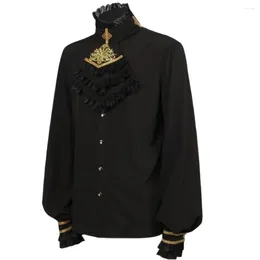 Chemises habillées pour hommes Renaissance victorienne Viking Tops Male Halloween Costume Mens Pirate Médiéval Steampunk Gothic Shirt