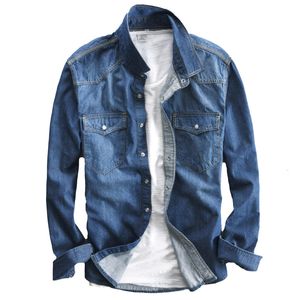 Overhemden voor heren Effen denim overhemd met lange mouwen, modemerk Klassiek retro denim Zakdecoratie Zakelijk overhemd Lente en herfst Tops 230826