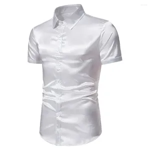 Heren Overhemden Heren Overhemd Dagelijks Vakantie Zijde Lichte stretch Effen Kleur Zomer Tops Smoking Bruiloft Gala Casual Satijn Comfortabel