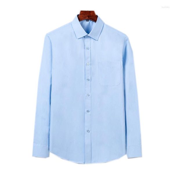 Chemises habillées pour hommes chemise pour hommes solide bleu ciel Social formel bureau printemps été à manches longues 40% coton XG02