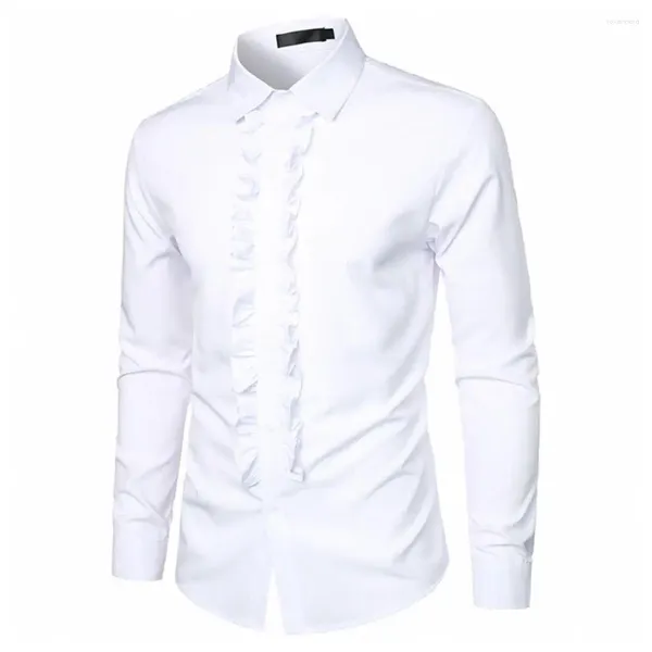 Chemises habillées pour hommes Hommes Slim Fit Chemise Performance Rétro Style Royal Médiéval avec Volant Patchwork Revers pour