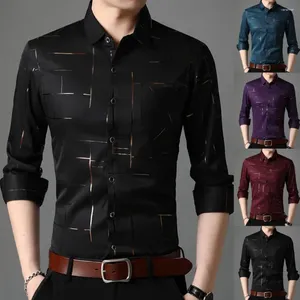 Mannen Overhemden Mannen Turn Down Kraag Slanke Single-Breasted Shirt Lange Mouw Casual 2023 Mannelijke Hoge Kwaliteit zakelijke Strepen