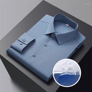 Camisas de vestir para hombres Hombres Camisa antifouling impermeable Profesional Formal Fibra de bambú Alto elástico No planchado Otoño de manga larga