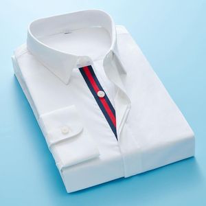 Men's Classic Long Sleeve Dress Shirt with Bee Embroidery, Standard-Fit Cotton Blend Button-Down Business Blouse