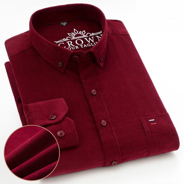 Chemises de robe pour hommes robes de chemise en velours noueur Casaul Casaul à manches longues Black Red Navy 100% coton Fit Soft Leisure Overshirt Automne Comfort 230808