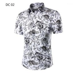 Chemises habillées pour hommes Hommes Chemise hawaïenne Mâle Casual Camisa Masculina Imprimé Plage À Manches Courtes Été Hommes Vêtements 2021 Taille Asiatique M-3XL