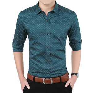 Mannen Overhemden Heren Lange Mouw Katoen Slanke Afdrukken Shirt Modemerk Mannelijke Business Casual Jeugd Clothing224N