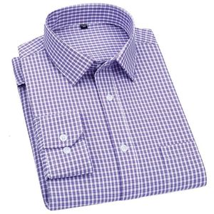 Chemises habillées pour hommes Chemise à manches longues pour hommes Business Casual Classic Plaid Striped Checked Blue Purple Male Social Dress Shirts for Man Button Shirt 230809