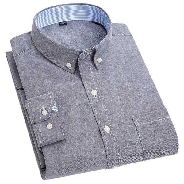 Chemises habillées masculines Homme oxford textile chemise décontractée longue slve couleur solide massive fashion fit commerciale